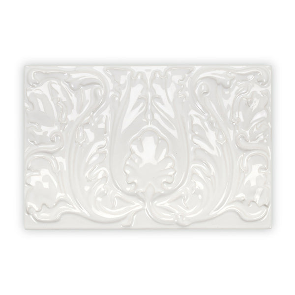 Edwardian, Caledonian , Acanthus White Decorative Tiles Sale Porcelain Decorative Tiles Fired Earth