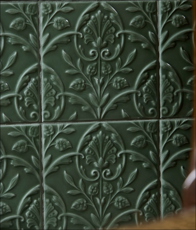 Victorian Style™ Wall Ceramic Hampton Court Vines Cabbage Green Gloss 15x15cm