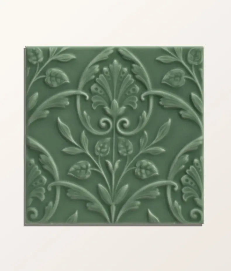 Victorian Style™ Wall Ceramic Hampton Court Vines Cabbage Green Gloss 15x15cm