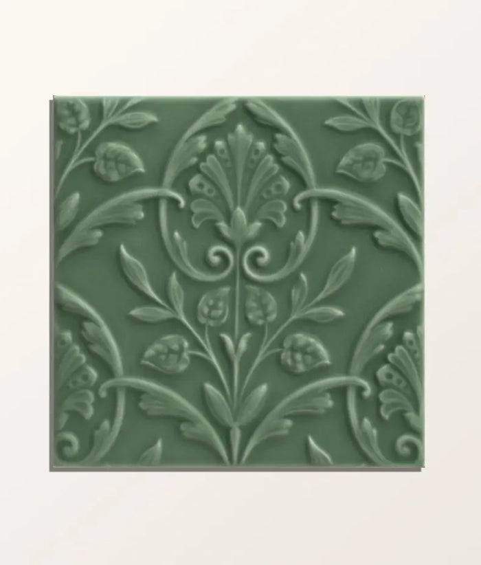 Victorian Style™ Wall Ceramic Hampton Court Vines Cabbage Green Gloss 15x15cm