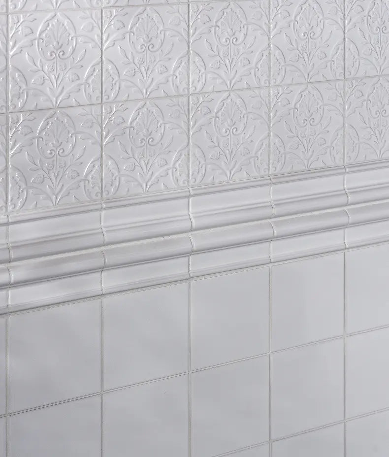 Victorian Style™ Wall Ceramic Hampton Court Vines Cotton White Gloss 15x15cm Sample