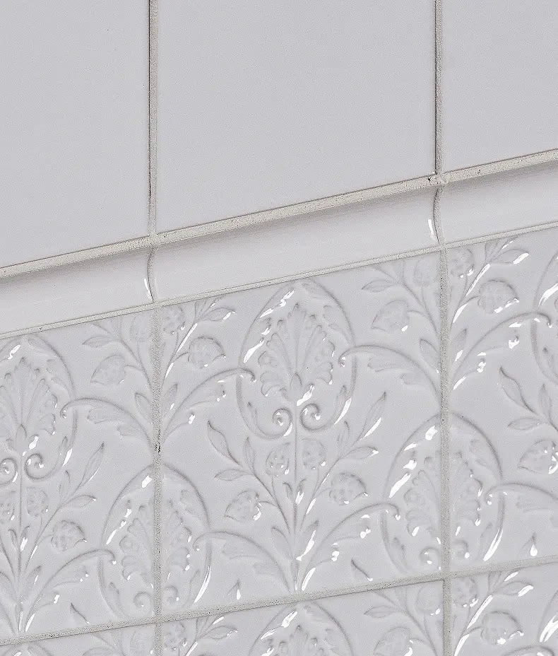 Victorian Style™ Wall Ceramic Hampton Court Vines Cotton White Gloss 15x15cm Sample