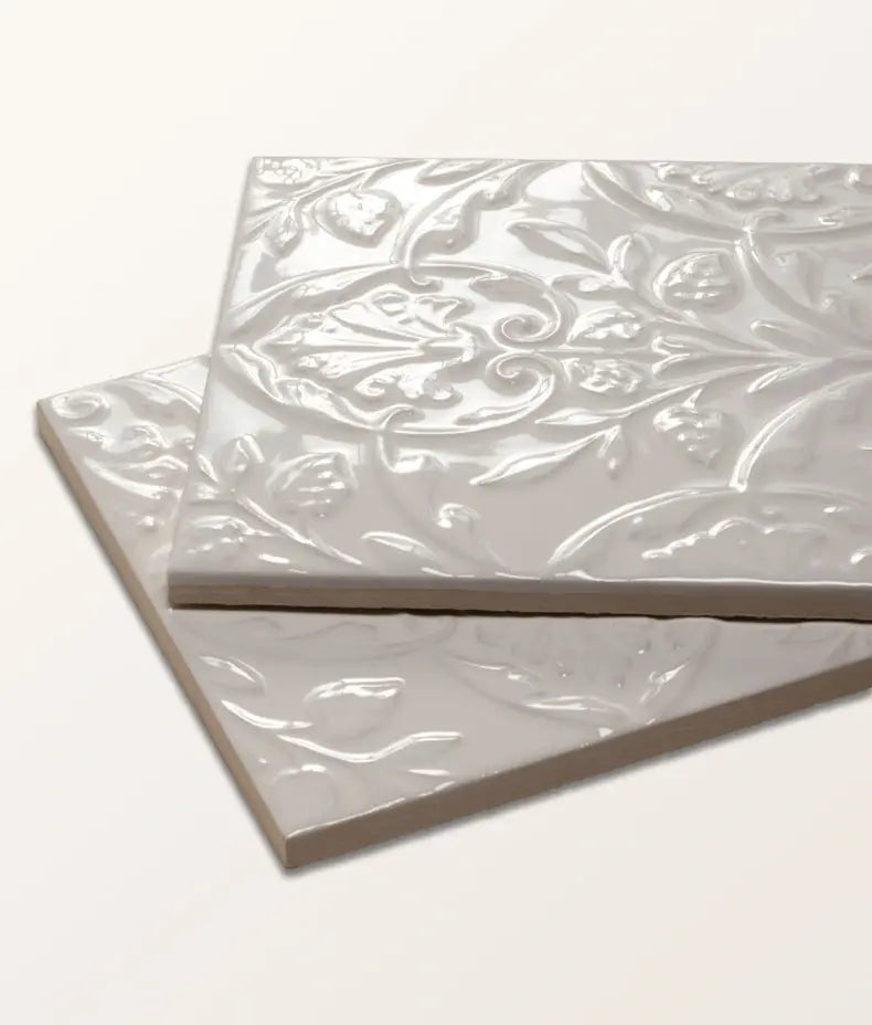 Victorian Style™ Wall Ceramic Hampton Court Vines Cotton White Gloss 15x15cm Sample