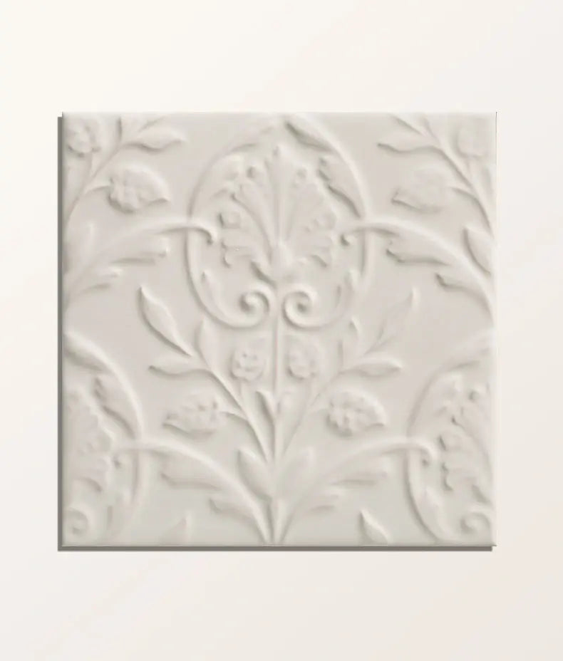 Victorian Style™ Wall Ceramic Hampton Court Vines Cotton White Gloss 15x15cm Sample