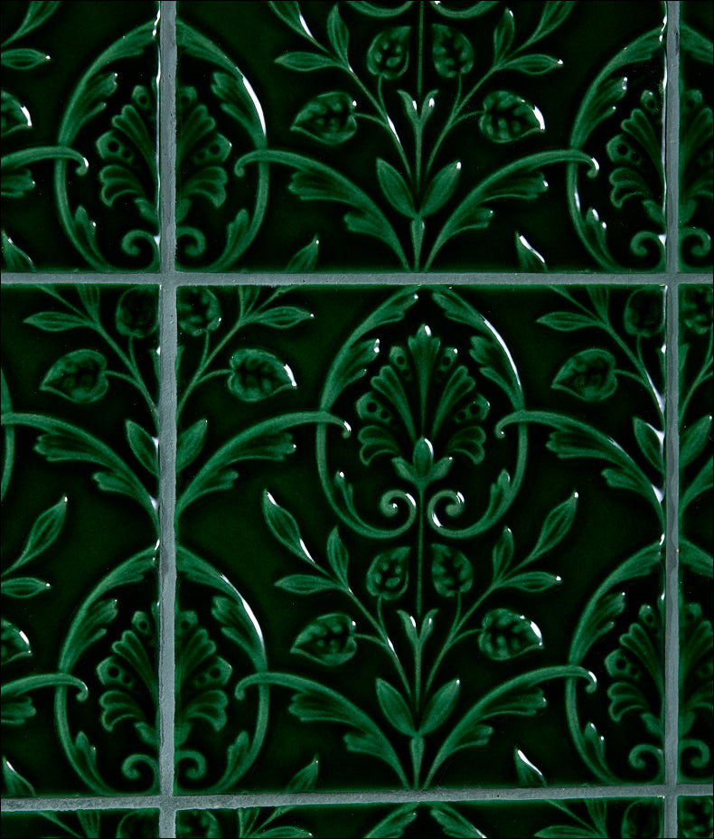 Victorian Style™ Wall Ceramic Hampton Court Vines Olive Green Gloss 15x15cm