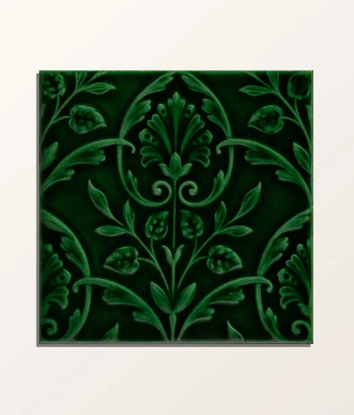 Victorian Style™ Wall Ceramic Hampton Court Vines Olive Green Gloss 15x15cm