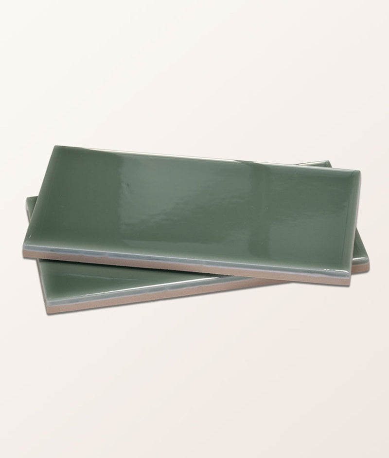 Victorian Style™ Wall Ceramic Cabbage Green Metro 7.5x15cm Sample