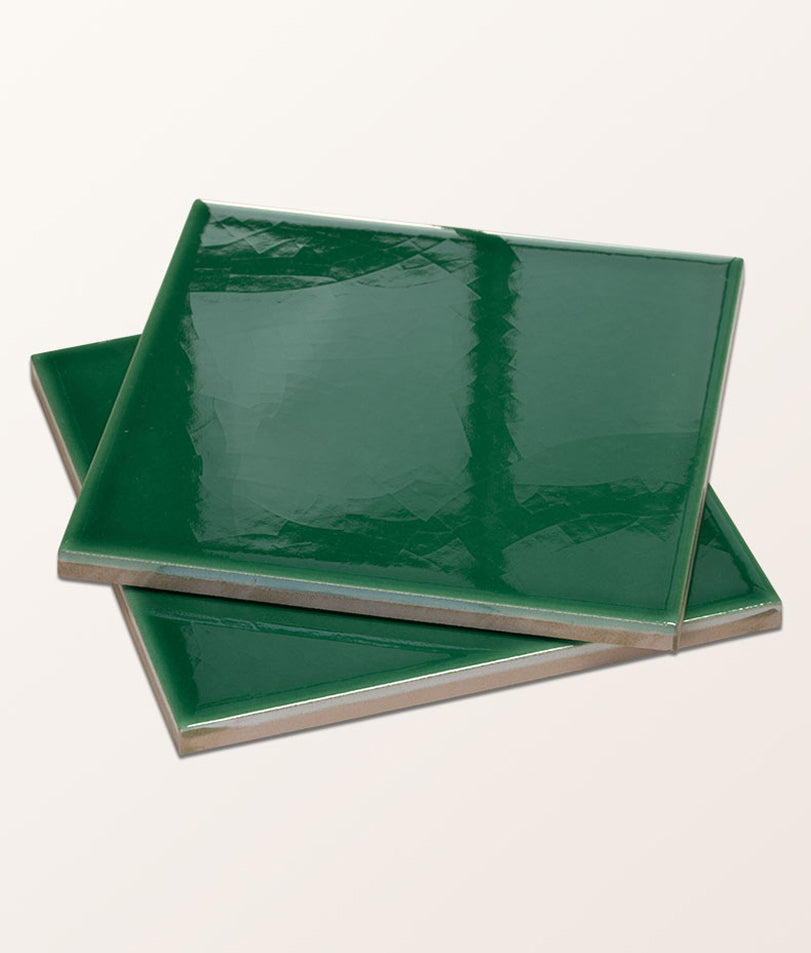 Victorian Style™ Wall Ceramic Emerald Green Square Crackle Glaze 15x15cm