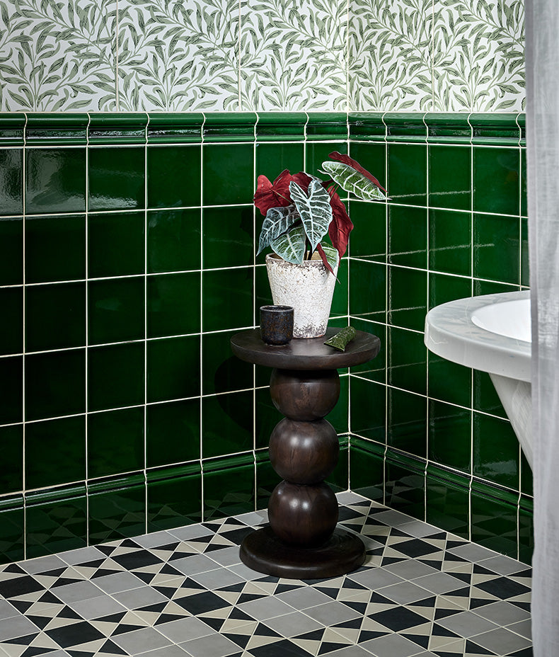 Victorian Style™ Wall Ceramic Olive Green Skirting Crackle Glaze 15x15cm Sample