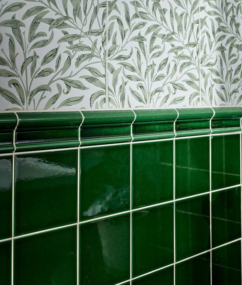Victorian Style™ Wall Ceramic Olive Green Square Crackle Glaze 15x15cm
