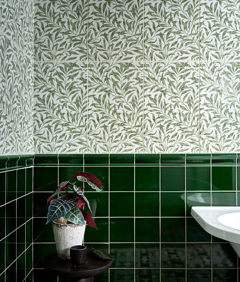 Victorian Style™ Wall Ceramic Olive Green Square Crackle Glaze 15x15cm