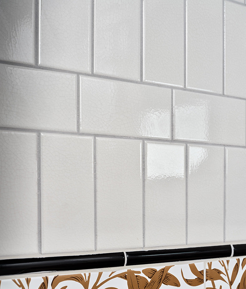 Victorian Style™ Wall Ceramic Antique White Metro Crackle Glaze 7.5x15cm