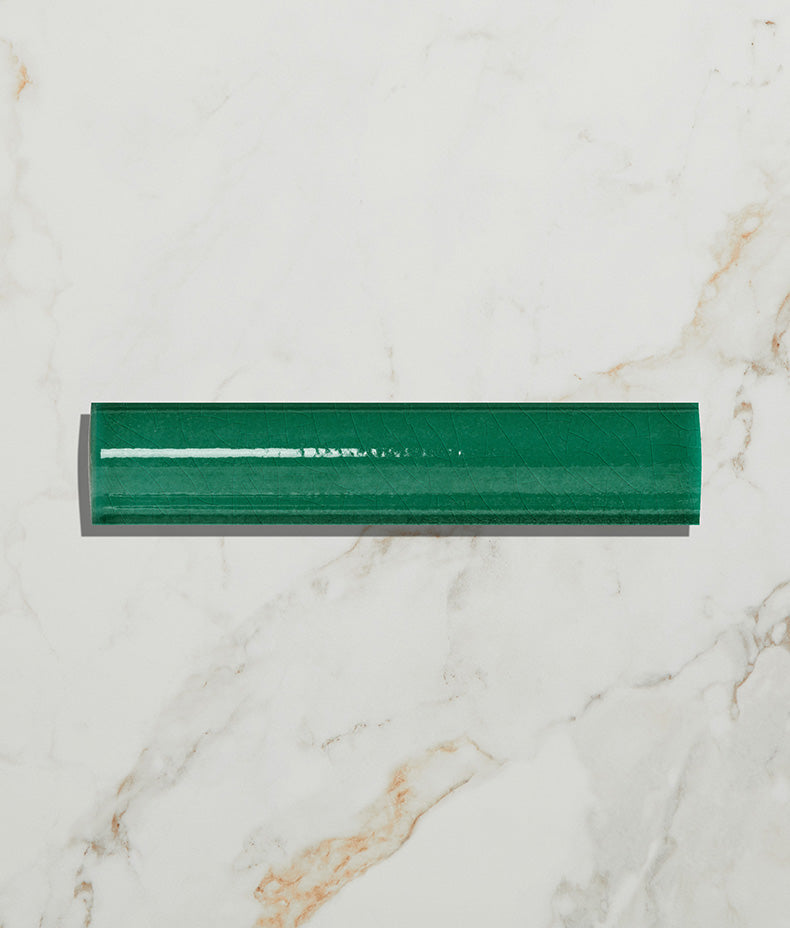 Victorian Style™ Wall Ceramic Emerald Green Simple Beading Crackle Glaze 3x15cm