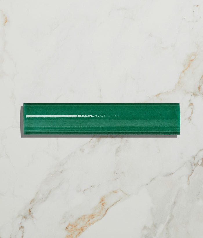 Victorian Style™ Wall Ceramic Emerald Green Simple Beading Crackle Glaze 3x15cm Sample