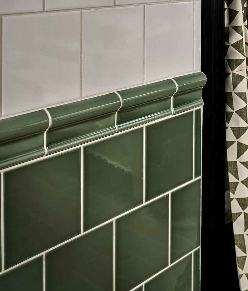 Victorian Style™ Wall Ceramic Cabbage Green Dado 7.5x15cm Sample