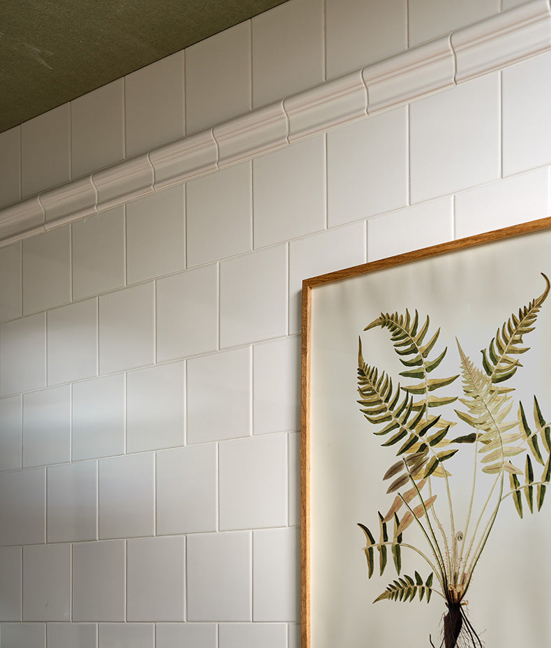 Victorian Style™ Wall Ceramic Cotton White Dado 7.5x15cm Sample