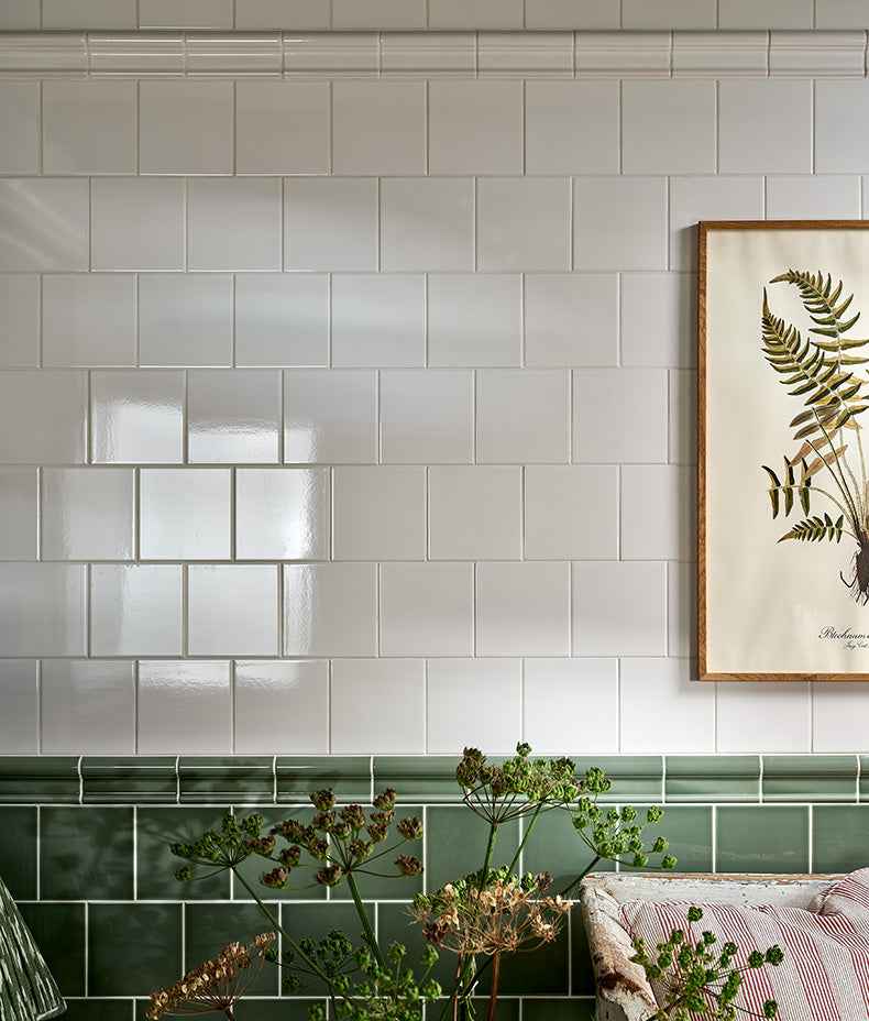Victorian Style™ Wall Ceramic Cabbage Green Dado 7.5x15cm Sample