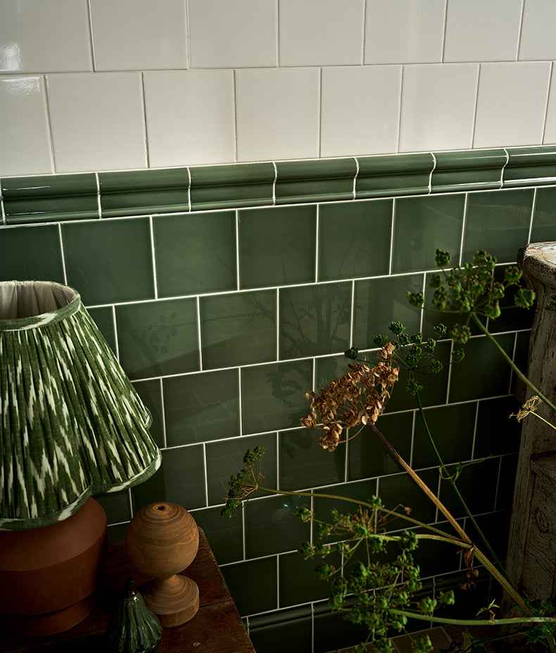 Victorian Style™ Wall Ceramic Cabbage Green Dado 7.5x15cm Sample