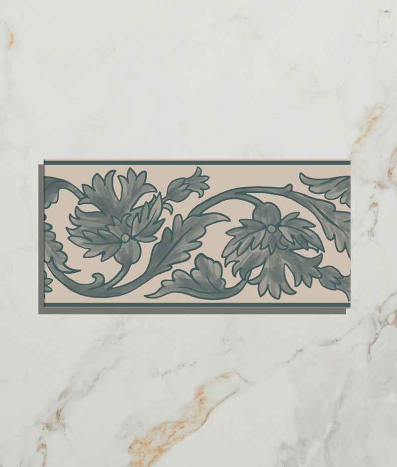 Victorian Style™ Wall Ceramic Decor Carnation Border Blue 7.5x15cm Sample