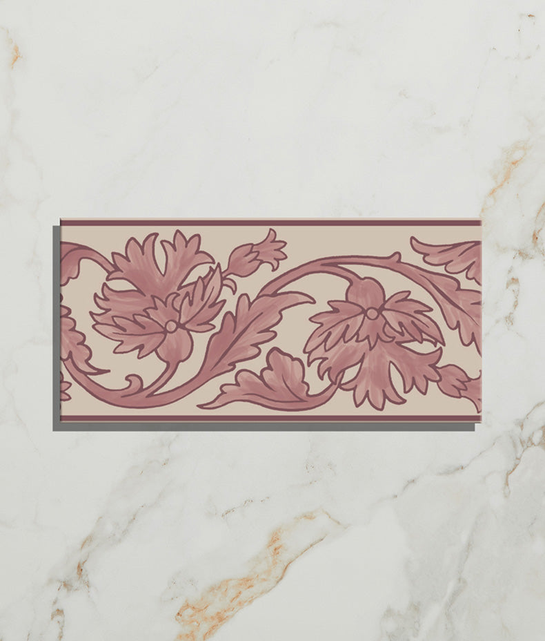 Victorian Style™ Wall Ceramic Decor Carnation Border Rose 7.5x15cm 21423
