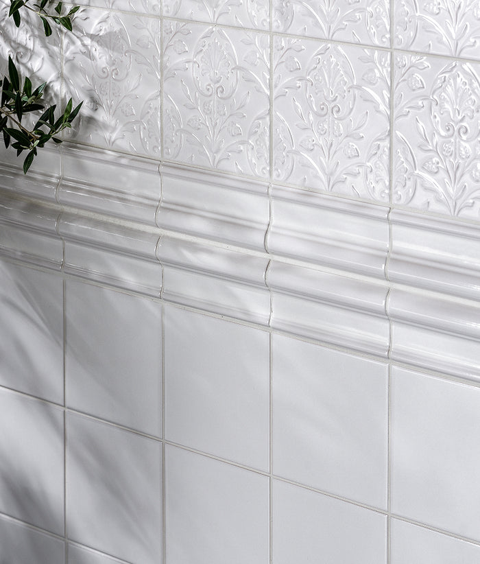 Victorian Style™ Wall Ceramic Cotton White Dado 7.5x15cm Sample