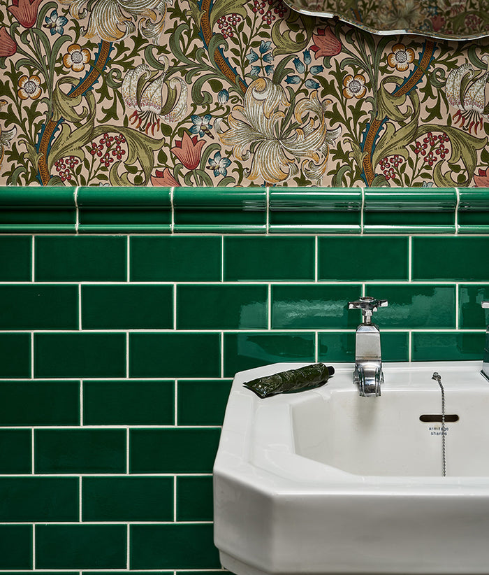 Victorian Style™ Wall Ceramic Emerald Green Dado Crackle Glaze 7.5x15cm