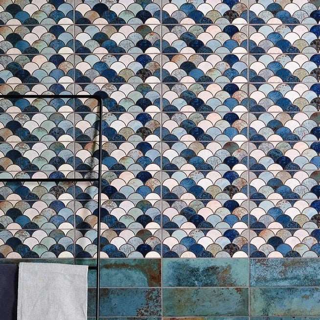 Wightwick Decorative, Scallop Decor, £79.20/ M2 Blue Tile Decorative Tiles Ca Pietra