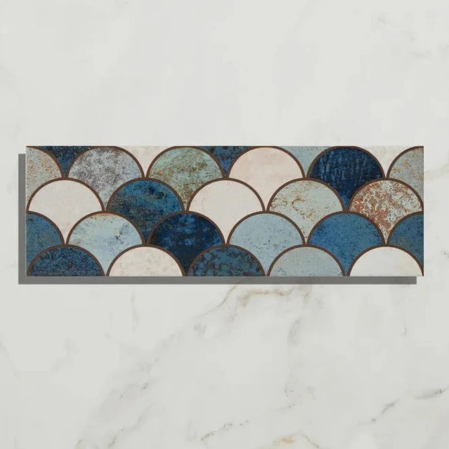 Wightwick Decorative, Scallop Decor, £79.20/ M2 Blue Tile Decorative Tiles Ca Pietra