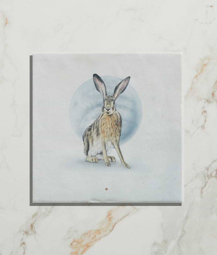 Wiltshire Hares Ceramic By Joanna May 12.5x12.5cm Sample