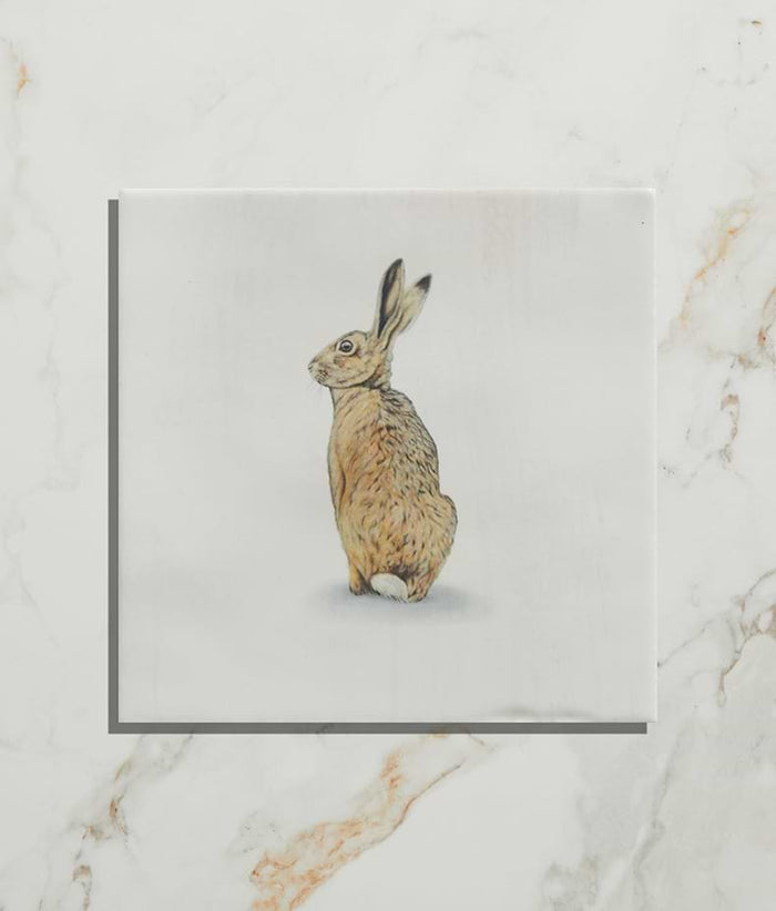Wiltshire Hares Ceramic By Joanna May 12.5x12.5cm 12906