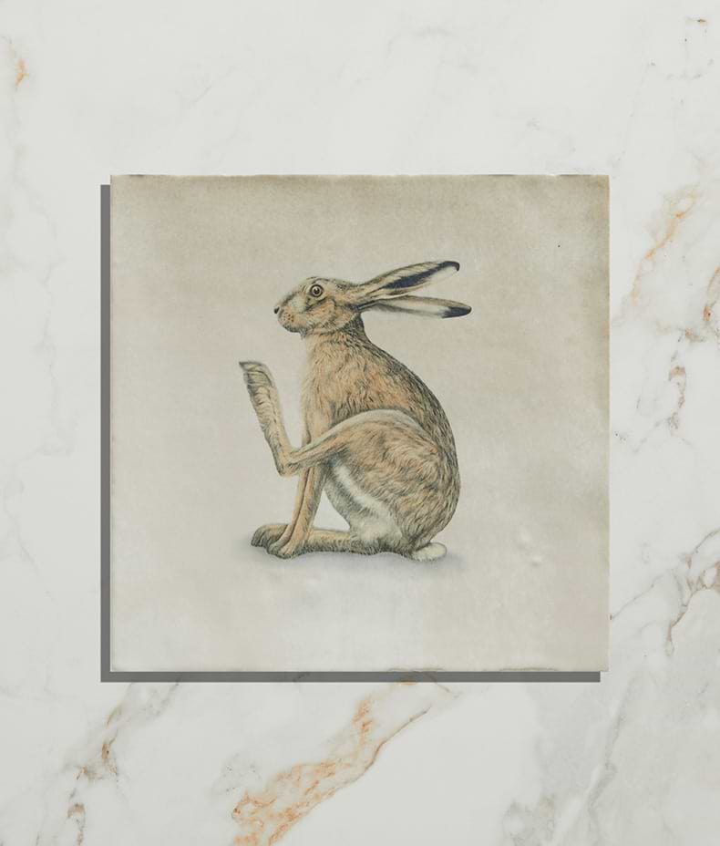 Wiltshire Hares Ceramic By Joanna May 12.5x12.5cm 12907