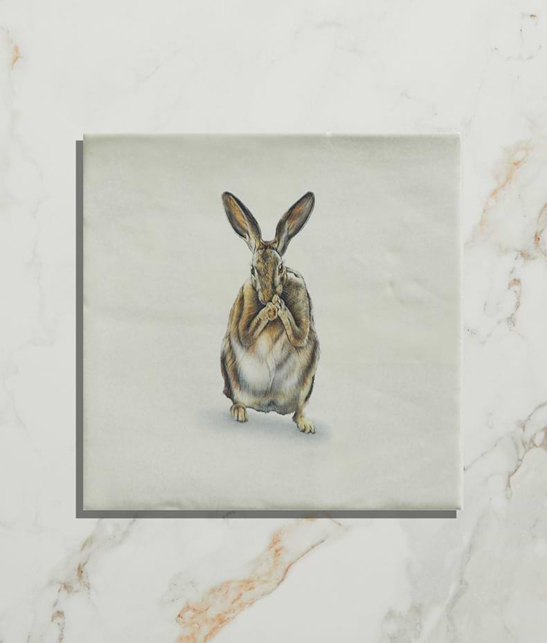 Wiltshire Hares Ceramic By Joanna May 12.5x12.5cm 12908