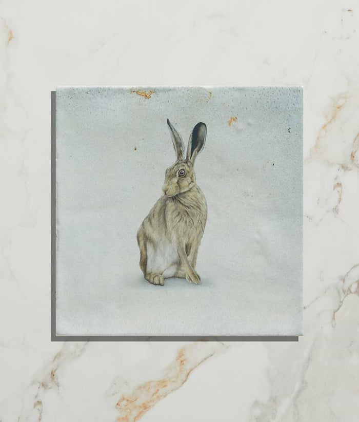 Wiltshire Hares Ceramic By Joanna May 12.5x12.5cm Sample