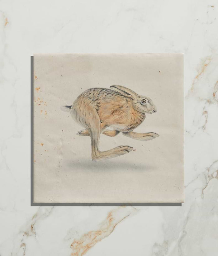 Wiltshire Hares Ceramic By Joanna May 12.5x12.5cm Sample