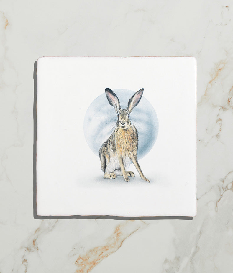 Wiltshire Hares Ceramic By Joanna May 13x13cm 17670