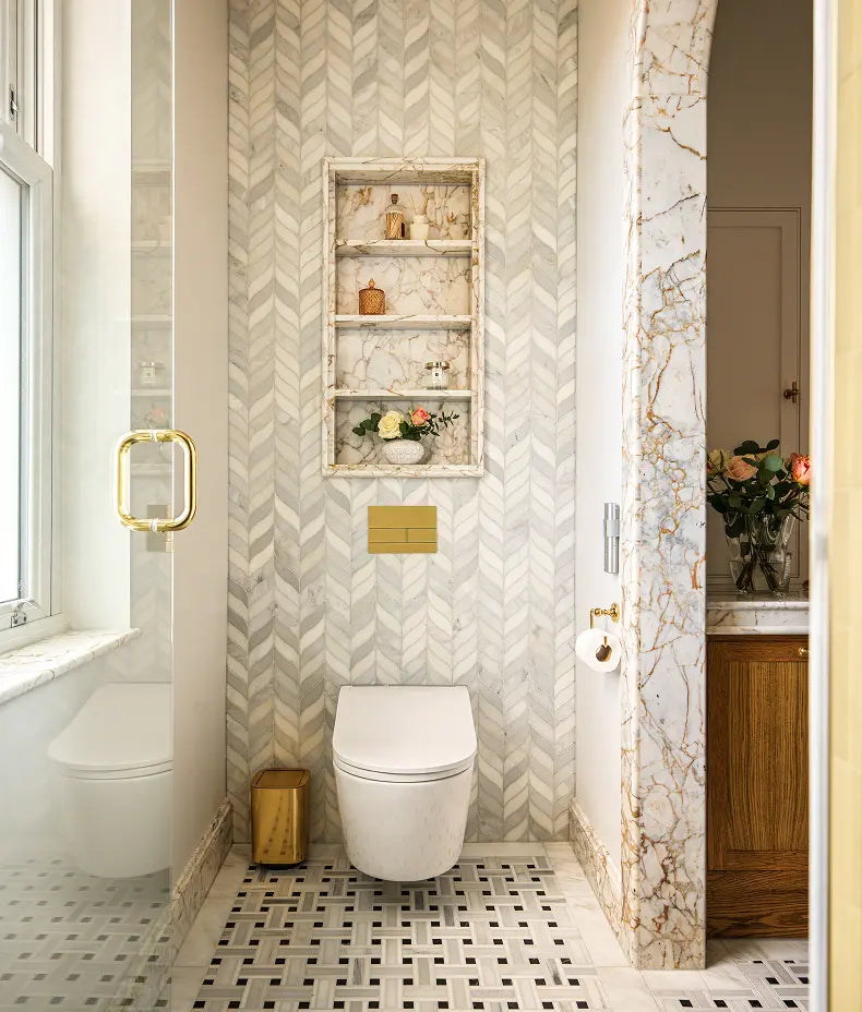 Zen Marble Honed Finish Grand Basket Weave 32.5cm Sample